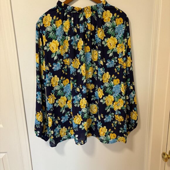Counterparts Floral Blouse Longsleeve Navy Yellow Size 3X NWT - Picture 9 of 11